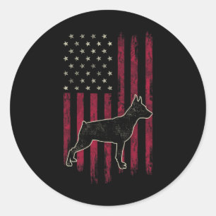 Miniature Pinscher Dog Lovers American Flag 4th Of Classic Round Sticker