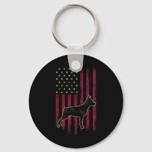 Miniature Pinscher Dog Lovers American Flag 4th Of Key Ring