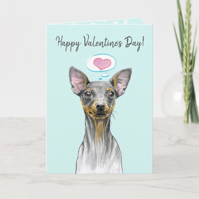 Miniature pinscher dog portrait Cute puppy love Holiday Card (Front)