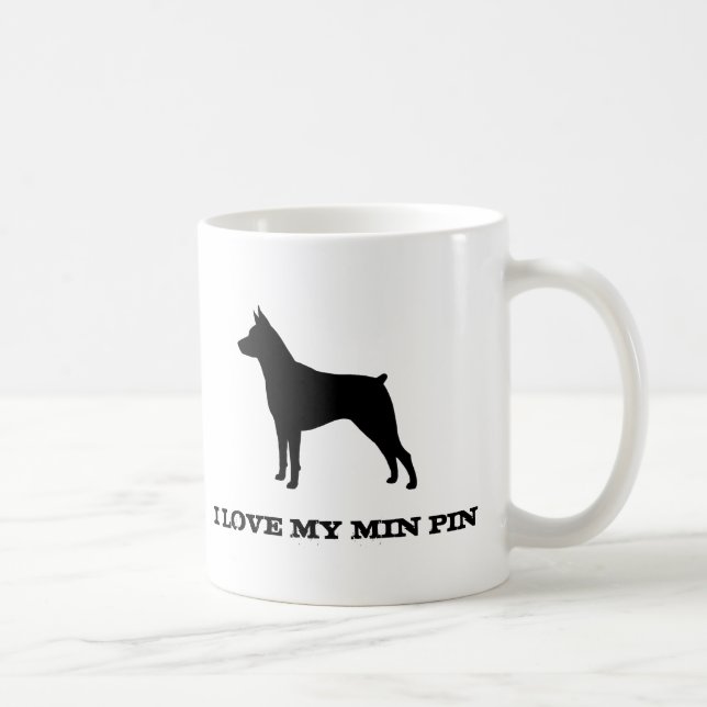 Miniature Pinscher Dog Silhouette MinPin Custom Coffee Mug (Right)