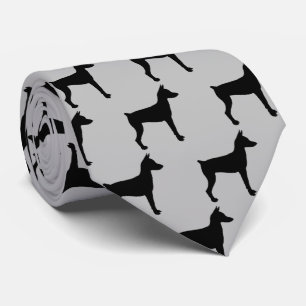 Miniature Pinscher Dog Silhouette Tie