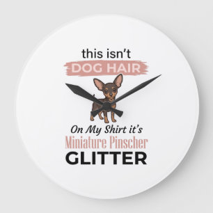 Miniature Pinscher Glitter Funny Dog Shirt Design_ Large Clock