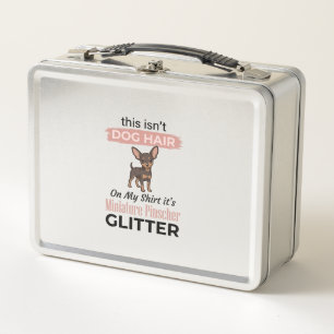 Miniature Pinscher Glitter Funny Dog Shirt Design_ Metal Lunch Box