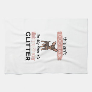 Miniature Pinscher Glitter Funny Dog Shirt Design_ Tea Towel