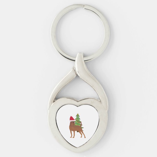 Miniature Pinscher in Santa Hat   Key Ring (Front)