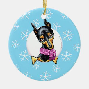 Miniature Pinscher Let it Snow Ceramic Tree Decoration