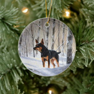 Miniature Pinscher Let It Snow Christmas Ceramic Tree Decoration