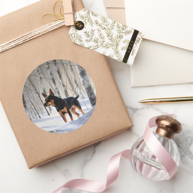 Miniature Pinscher Let It Snow Christmas Classic Round Sticker (Gifting)