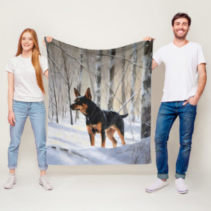 Miniature Pinscher Let It Snow Christmas Fleece Blanket