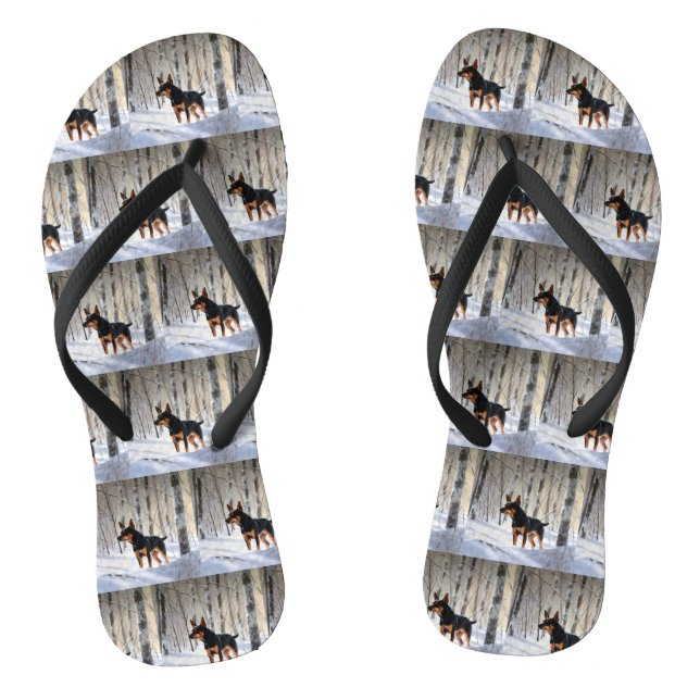 Miniature Pinscher Let It Snow Christmas Flip Flops (Footbed)