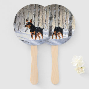 Miniature Pinscher Let It Snow Christmas Hand Fan