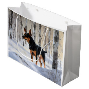 Miniature Pinscher Let It Snow Christmas Large Gift Bag