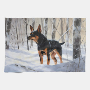 Miniature Pinscher Let It Snow Christmas Tea Towel