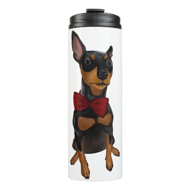 Miniature Pinscher Min Pin Bowtie Thermal Tumbler (Front)