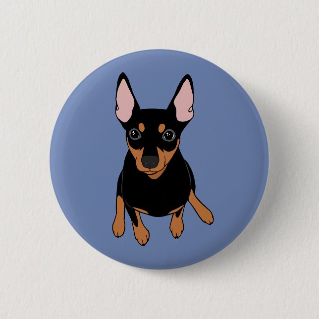 Miniature Pinscher Min Pin Standard Round Button (Front)