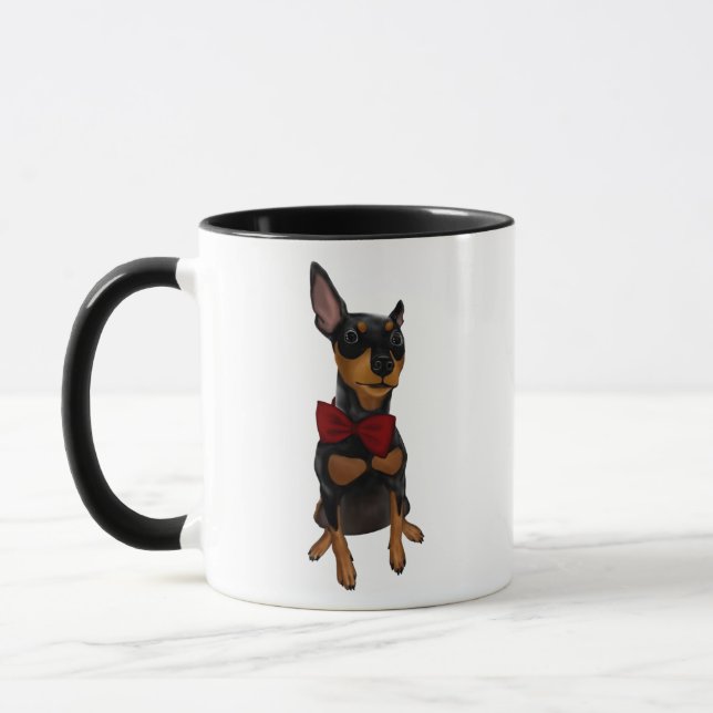 Miniature Pinscher (Min Pin) with Bow Coffee Mug (Left)