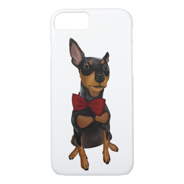 Miniature Pinscher (Min Pin) with Bow iPhone Case (Back)