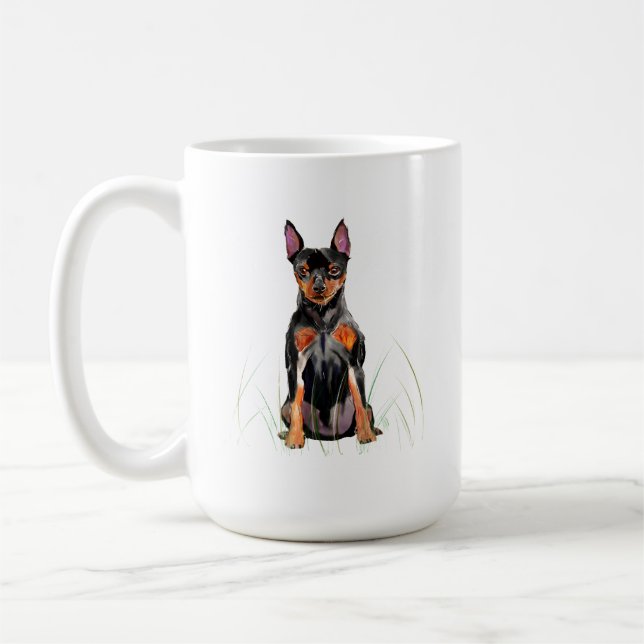 Miniature Pinscher Mug, Min Pin Dog Coffee Mug (Left)
