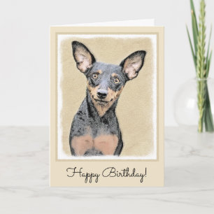 Miniature Pinscher Painting - Cute Original Dog Ar Card