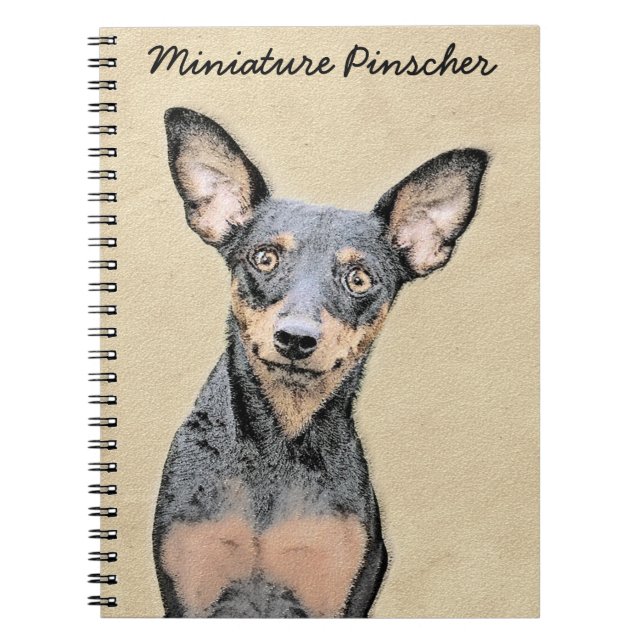 Miniature Pinscher Painting - Cute Original Dog Ar Notebook (Front)