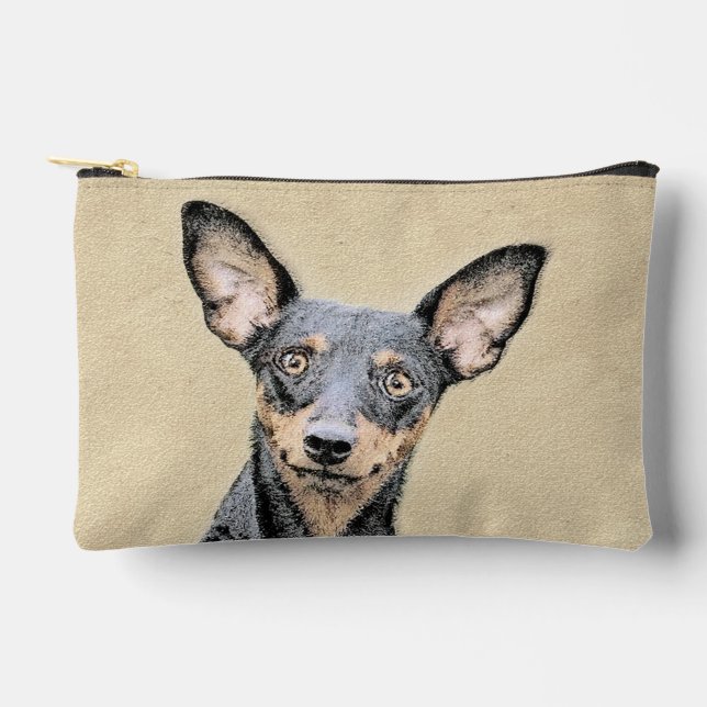 Miniature Pinscher Painting Cute Original Dog Art Accessory Pouch (Front)
