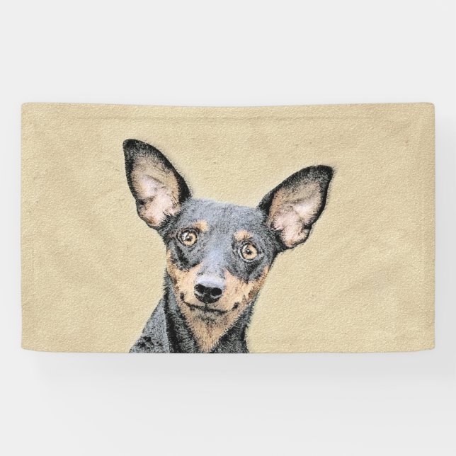 Miniature Pinscher Painting Cute Original Dog Art Banner (Horizontal)