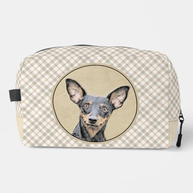 Miniature Pinscher Painting Cute Original Dog Art Dopp Kit (Front)