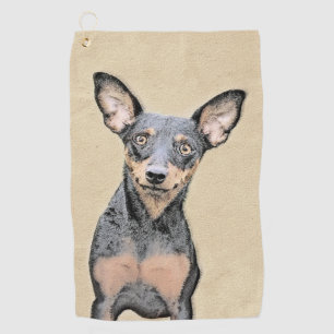 Miniature Pinscher Painting Cute Original Dog Art Golf Towel