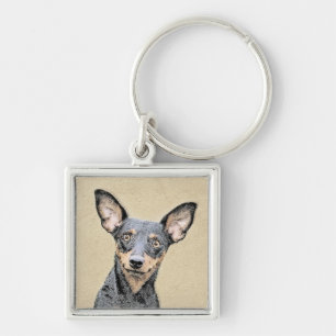 Miniature Pinscher Painting Cute Original Dog Art Key Ring