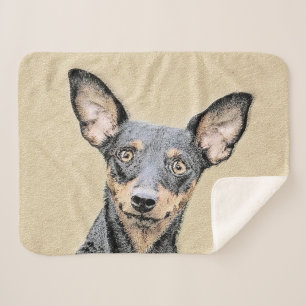 Miniature Pinscher Painting Cute Original Dog Art Sherpa Blanket