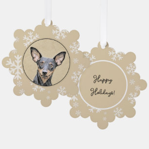 Miniature Pinscher Painting Cute Original Dog Art Tree Decoration Card