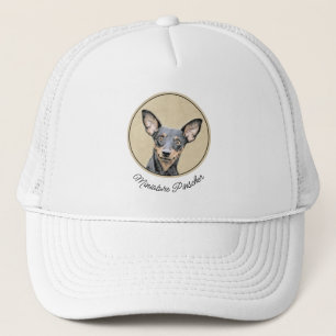 Miniature Pinscher Painting Cute Original Dog Art Trucker Hat