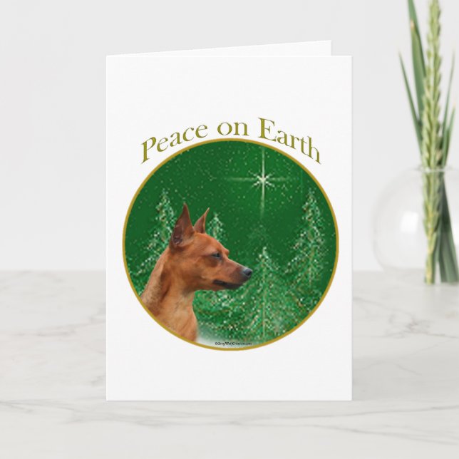 Miniature Pinscher Peace Holiday Card (Front)
