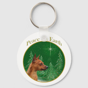 Miniature Pinscher Peace Key Ring