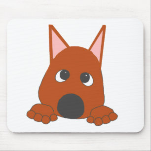 Miniature Pinscher Rust Peeking Cartoon Mouse Mat
