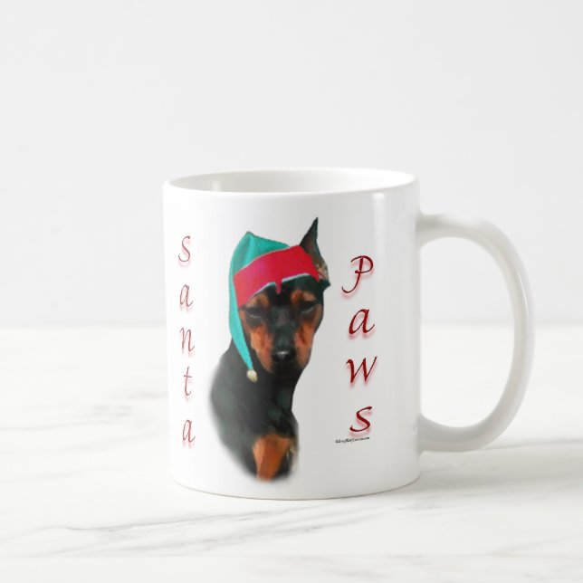 Miniature Pinscher Santa Paws Coffee Mug (Right)