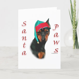 Miniature Pinscher Santa Paws Holiday Card