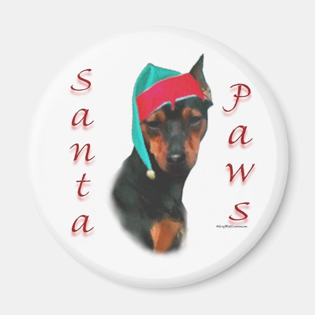 Miniature Pinscher Santa Paws Magnet (Front)