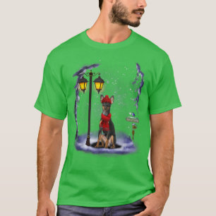 Miniature Pinscher Santa Snow Christmas Light Wint T-Shirt
