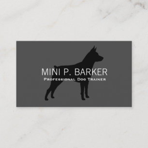 Miniature Pinscher Silhouette Black on Grey Business Card