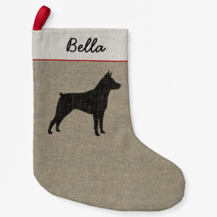 Miniature Pinscher Silhouette MinPin Dog Custom Small Christmas Stocking