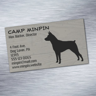 Miniature Pinscher Silhouette MinPin Wood Style Magnetic Business Card