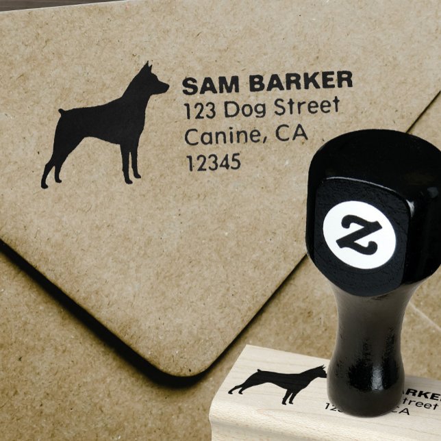 Miniature Pinscher Silhouette Return Address Rubber Stamp (Creator Uploaded)