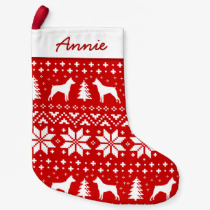 Miniature Pinscher Silhouettes Pattern Cute MinPin Small Christmas Stocking
