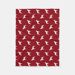 Miniature Pinscher Silhouettes Pattern Red Fleece Blanket