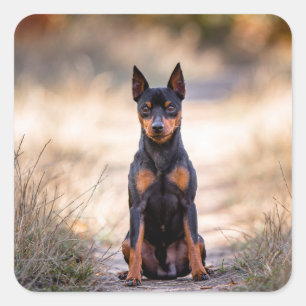 Miniature Pinscher Sitting Square Sticker