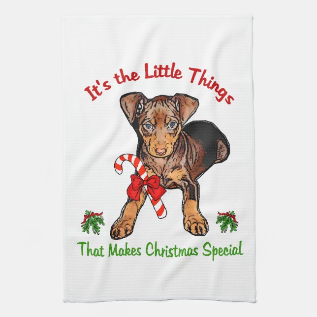 Miniature Pinscher Tea Towel (Vertical)