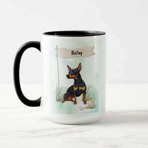 Miniature Pinscher Watercolor Personalised Dog Mug
