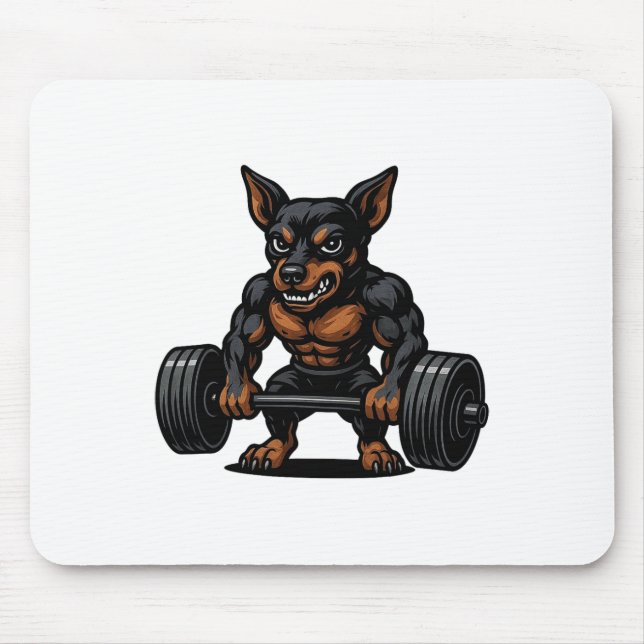 Miniature Pinscher Weightlifting Bodybuilder Worko Mouse Mat (Front)