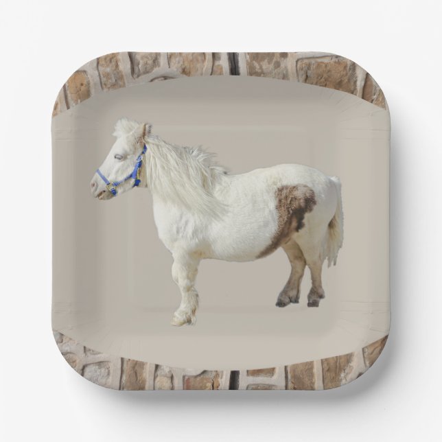 Miniature pony mini HORSE farm animal Paper Plate (Front)